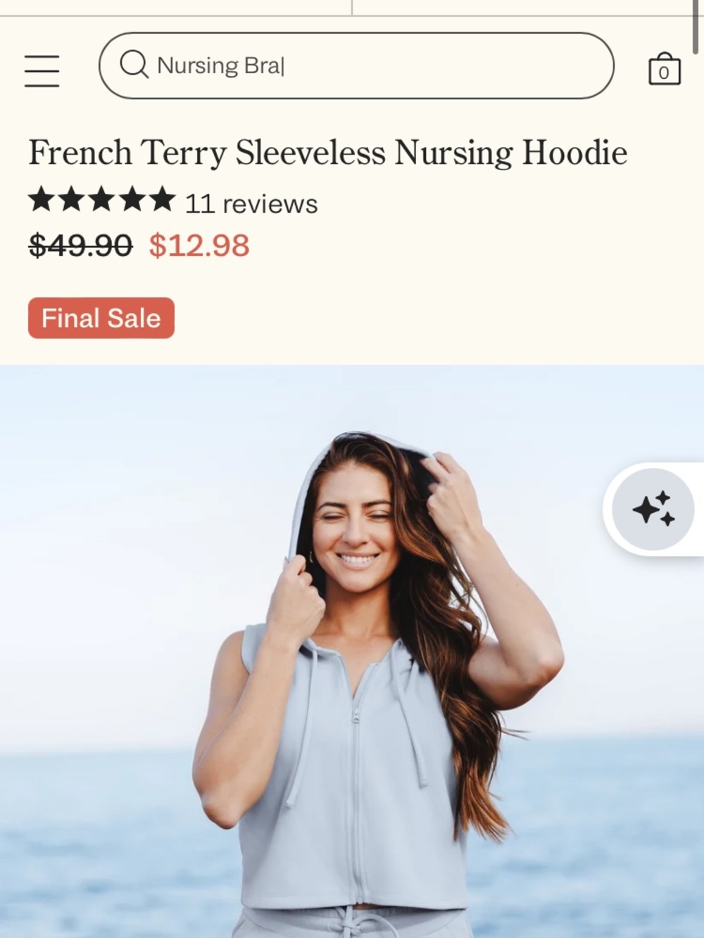 Kindred Bravely Sleeveless Nursing Hoodie in Light Blue